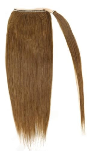 Larafona Human Hair 100% Echthaar Ponytail Pferdeschwanz Extensions und Clip in Zopf Haarteil 6# Braun Haar 20/50cm