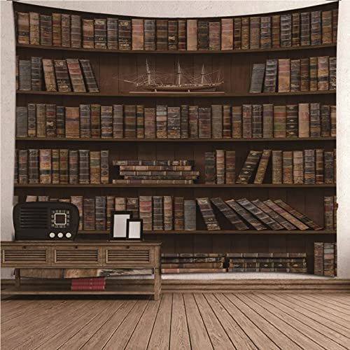 UNZYE Wandteppich Klein Bunt 3D Wanddekoration Schlafzimmer Vintage Bücherregal Wandbehang Winter Wandtuch Schlicht Braun Art Deco Wanddecke Schlafzimmer Wohnzimmer 100x70CM