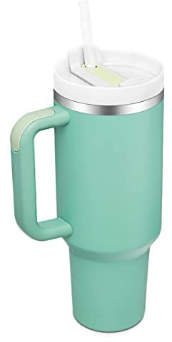 YOUEXPERT 40oz Tumbler with Straw and Lid, Insulated Tumbler Stainless Steel Tumblers, Car Mug Outdoor Sports Travel Gift 40oz/1200ml Thermos Water Bottle (Eucalyptus)
