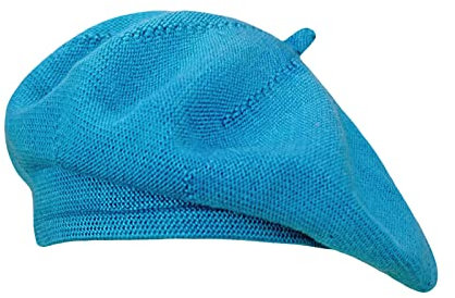 Gllutt Sommer-Strickmütze, dünne Baskenmütze, für Damen, französischer Stil, locker, weich, einfarbig, Ägyptisches Blau, Einheitsgr��e