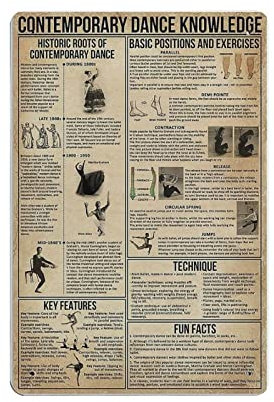Zeitgenössischer Tanz Wissen Poster Metall Blechschild Kunst Wandschild Dekor Vintage Retro Schild Eisen Malerei Aluminium Schild für Heimdeko Bar Shop Männer Höhle Outdoor Garage Indoor 30,5 x 20,3