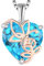 YL Collier Rosé Cœur Argent 925 taillé Mars Pierres de Naissance Aigue-marine Rosé Pendentif pour Femme