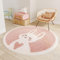 iyoimono Rosa Hase Teppich Rund 160cm Kinderteppich Baumwollteppich Groß Teppich Waschbar Vintage Teppich für Kinderzimmer Schlafzimmer Wohnzimmer Küche Indoor Outdoor
