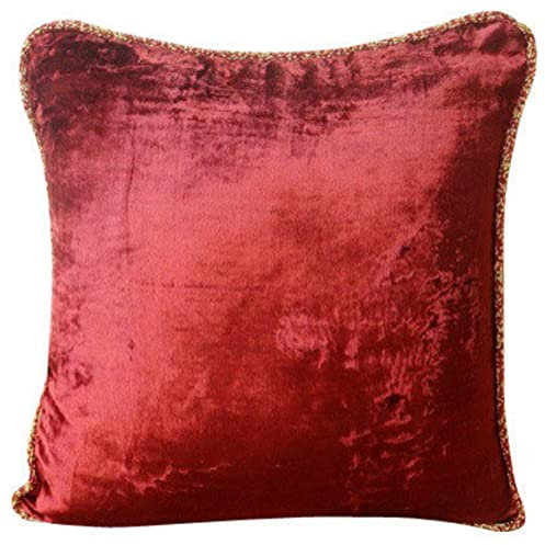 The HomeCentric Kastanienbraun Kissen Decken, Einfarbig Beaded Cord Kissen Fälle, 2 Stück, 50x50 cm Kissenbezug, Solide Zeitgenossisch Werfen Kissen Decken, Platz Samt Kissen Decken - Maroon Shimmer