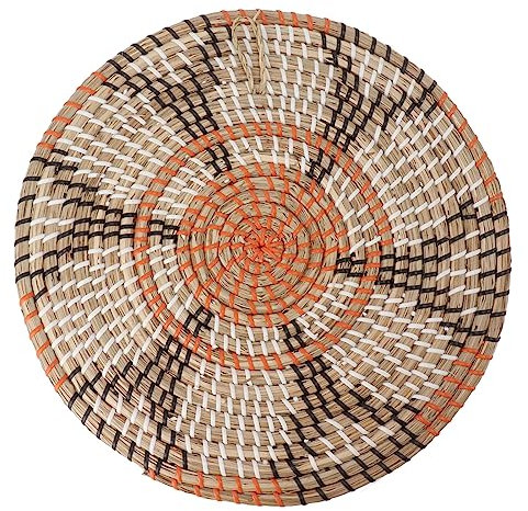 Grass Woven Placemats,Round Woven Placemats,Woven Grass Placemats,Heat Insulation Rustic Nordic Style Hand Crafted Grass Table Mats for Dining Table Home Decor Wall Decor (34CM)