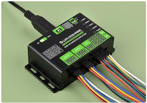 USB-Multi-Konverter (bis zu 3 Kanäle) – UART/I2C/SPI/JTAG, 3,3/5 V – Aluminiumgehäuse, kompatibel Win7/10/11, Linux