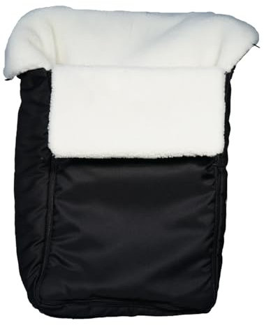 EICHHORN Kinderwagen universal Fußsack mit hohem Rücken, rundum Reißverschluss und vorgenähten Gurtschlitzen (Schwarz)