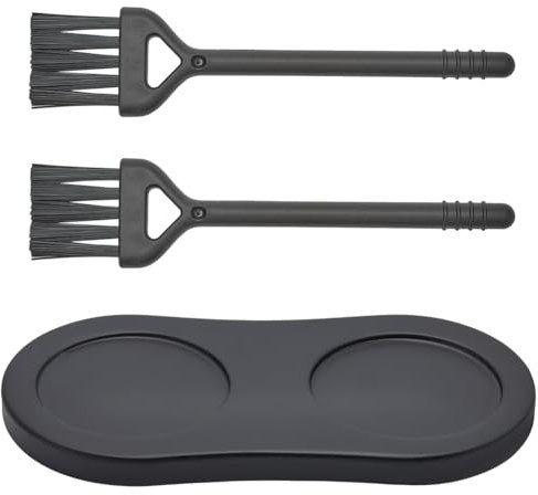 GORGECRAFT Molinillo de Sal Y Pimienta Bandeja de Madera Soporte para Molinillo de Pimienta Protector de Mesa de Comedor Cocteleras con 2 Cepillo de Limpieza para 2 Molinillos Almacenamiento Negro