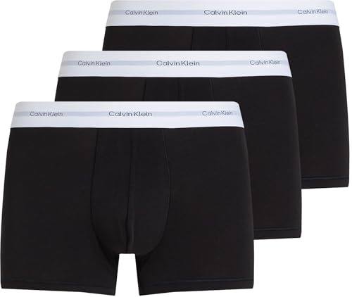 Calvin Klein Herren 3er Pack Boxershorts Trunks mit Logobund, Schwarz (Black, Black, Black), L