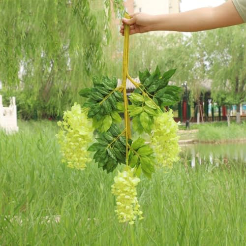 Whakano 12 Set Künstliche Glyzinien Blumen 75cm,Girlande Deko Fake Efeu,Kunstpflanze Hängend,Künstliche Pflanzen für Küche,Schaukel,Garten,Haus,Party,Hochzeit,Weihnachten Dekor,Wanddekor,Grün