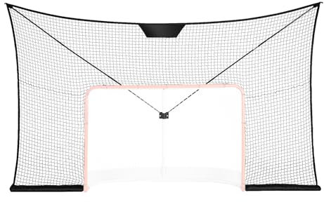 VEVOR Filet de But de Hockey 366x220 cm, Pare-Ballons de Rue, Ensemble d'Entraînement Portable, Assemblage Facile, Intérieur et Extérieur, Noir (Cadre Non Inclus)