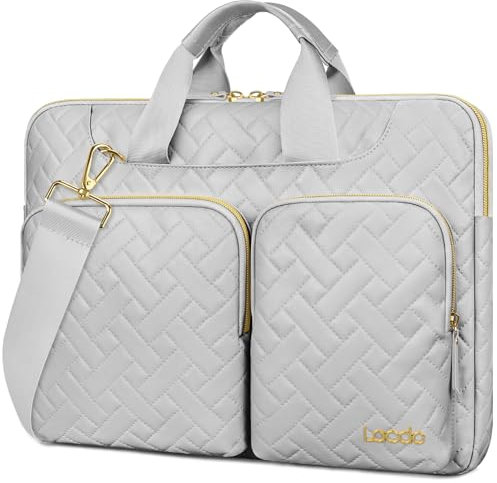 Lacdo 360° Protective Laptop Shoulder Bag, 14 Inch Laptop Sleeve Case for HP Dell ASUS Acer Chromebook 14, HP Stream, Dell Inspiron 14, Acer Spin, ASUS ZenBook Computer Bag, Space Gray