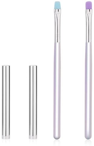 NQEUEPN 2pcs Nail Clean Up Brushes, Round & Flat Head Painting Tools for Nail Design & Polish Mistake Cleaning