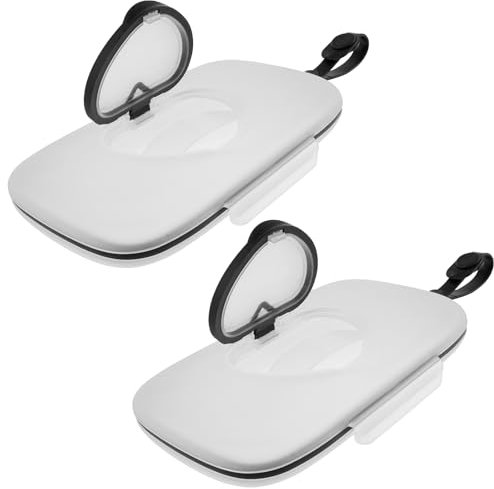 2Pcs Wipes Dispenser, Wet Wipes Box, Portable Baby Wipes Holder Reusable Tissue Storage Box Case with Sealing Design Lids Refillable Plastic Wipe Container Box for Baby Adult Bathroom Travel