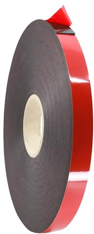 KLEBASTO Spiegelklebeband doppelseitig | 1mm dick | Universelles Montageklebeband | stark klebend | doppelseitiges Klebeband für Holz,Metall,Kunststoff,Glas ect. (Schwarz, 19 mm x 50 m)