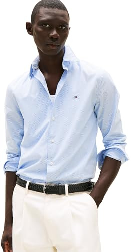 Tommy Hilfiger Herren Flex Poplin Mini Print Rf Shirt Mw0mw39438 L/S Shirt (1er Pack)