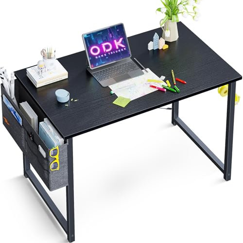 ODK 80×40 cm Desk, Small Computer Desk for Home Office, Study Office Table with Headphone Hooks for Small Space, Easy Assembly, Black