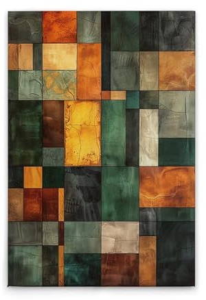 A.S. Création Leinwandbild Block Art Schach - Wandbild in Grün, Gelb - 80 x 120 cm - DD133345