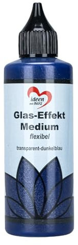 Ideen mit Herz Glas-Effekt-Medium, Wasserbasis, 12-24 Stunden Trocknungszeit, für Glaskunst-Optik (Transparent-dunkelblau)