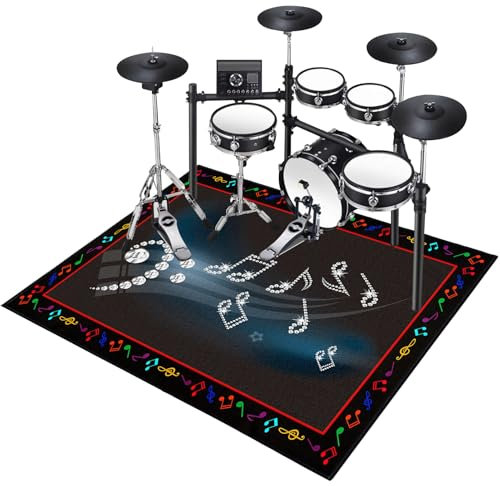 Schlagzeugteppich Schlagzeug Teppich rutschfest Schalldicht Drum Teppich Matte Innen und Außen Elektronisches Jazz Schlagzeug Kit für Bass Snare Drum Outdoor Schallschutz Akustik Teppich 140 x 120 cm