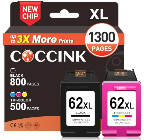 62XL für HP 62 Druckerpatronen Envy 5640 5540 OfficeJet 250 200 250C 200C | Druckerpatronen HP 62 Envy 5547 HP Envy 7640 HP Envy 5644 5544 5541 5460 5542 5544 5545 5642 5643 5660 Schwarz und Farbe