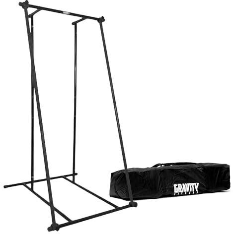 Gravity Fitness Pull-Up Bar - Portable Pull-Up Rack Home Gym Equipment, Calisthenics, & Bodyweight Training - Adjustable Pull-Up Rack & Dip Station (with Extension) (With Bag & Extension Kit)