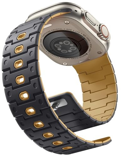 Bandletic Kompatibel mit Apple Watch Ultra 2 Armband - 49mm 46mm 45mm 44mm 42mm(3 2 1) Magnetbänder Silikon Sport Band Kompatibel mit iWatch SE Series 10 9 8 7 6 5 4 für Herren Damen