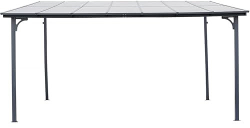 Pergola tonnelle adossée Marvin - 4 x 3 m - 423 x 298 x 243 cm - Gris foncé