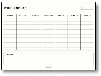 homent Wochenplaner A4 undatiert – Minimalistischer Wochenplan Block mit 50 Blatt | Wochenübersicht Montag-Sonntag | Schreibtisch Planer für Alltag, Büro, Studium & Home Office, Geschenkidee