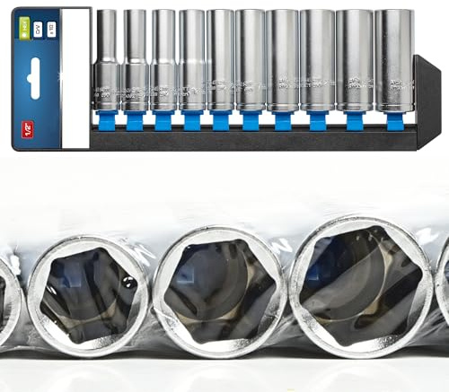 Professional 1/2” Deep Socket Set, 10-Piece Metric (10-24mm) – CRV Alloy Steel, Drop-Forged, Ass Drive, Automotive & Heavy-Duty Hex Fasteners