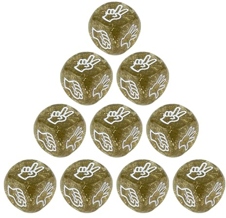 Maxtonser Scherenspiel-Würfel, 6-seitig, Acryl, runde Eckwürfel, Party-Finger-Ratespiel-Würfel, Familienfeiern, 10 Stück