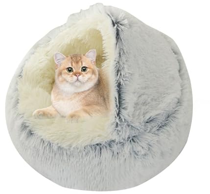 Mihauuke Flauschiges Hundebett - Geschlossenes Flauschiges Katzenbett - Abnehmbares Haustierhöhlenbett, beruhigendes Hundebett, bequem und weich, warm für Katzen, kleine Hunde im Winter