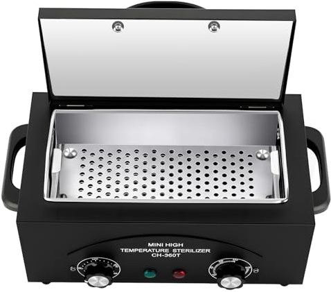 Xigner Heißluftsterilisator Desinfektion 300W 220°C - Trockene Hitze Sterilisator - Hochtemperatur Sterilisationsgerät Nagel Werkzeug Sterilisator für Friseurwerkzeuge Kosmetikwerkzeuge (Schwarz)