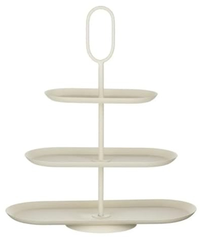 Mica Decorations Rama Etagere – Servierturm für Snacks und Gebäck – Auch als Kuchenplatte oder Servierplatte geeignet – Dekorative Home Decoration aus Eisen – L48 x B20 x H55 cm – Creme