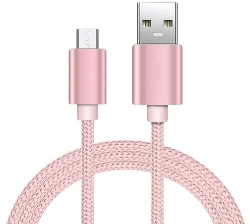 iTechCover Braided USB Cable Charging Cord/Charger Power Lead Wire Compatible with SONY PLAYSTATION 4 PS4 GOLD WIRELESS STEREO HEADSET/Rose Gold / (2m / 6.6ft)