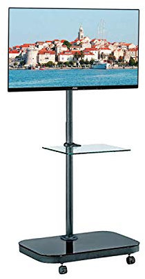 Allcam FS941 TV Trolley Floor Stand w/Mounting Bracket for 37-55-inch LCD/LED Monitors/TVs up to Mount Size 600x400, Tilt up/down 20°, Freely Pan 360°, Max Height 140 cm