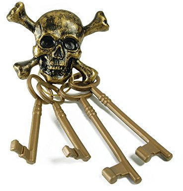 Bristol Novelty BA204 Pirate Skeleton Keys | 1 Set | Gold | 23 cm x 11 cm x 4 cm, unisex-adult, Multi-Colour, One Size
