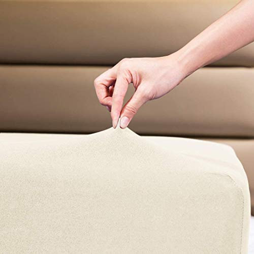 Family Bedding Cream King Fitted Sheet - Deep Pocket Easy Care Soft Jersey 100% Cotton 4 Way Stretch Bed Sheets- Shrinkage and Fade Resistant. (King (160x200cm), Cream).