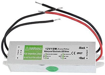 LEDSone IP67 DC12V 10 W Wasserdichter Netzteiltransformator, AC 90-250 V 2 Ausgänge, Innen- und Außentransformator für LED-Streifen, Gartenbeleuchtung und Pod-Wasserpumpen