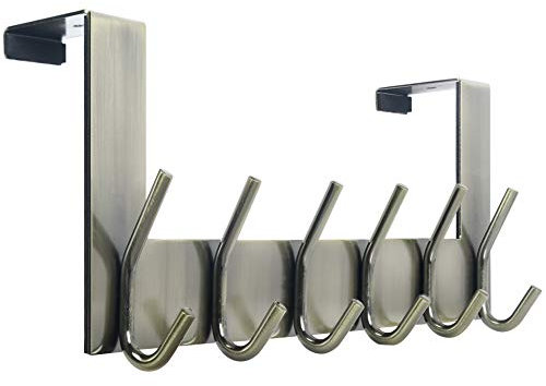 WEBI Over The Door Hook,Over Door Hanger Coat Rack Over The Door Towel Rack,6 Hooks for Hanging Clothes,Towels,Hats,Behind Back of Bathroom,Bronze