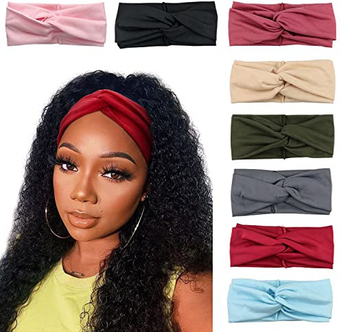 DRESHOW 8 Stück Damen Stirnband Kopfband Haarband Turban Elastische Kopf Wickeln Niedlich Haarschmuck für Mädchen