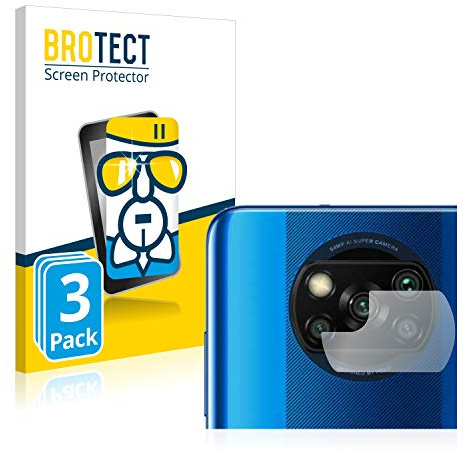 BROTECT 3 Stück Schutzglas für Xiaomi Poco X3 NFC (NUR Kameraschutz) Schutzfolie Panzer Folie Glas Displayschutz Made in Germany [ Anti-Fingerprint]