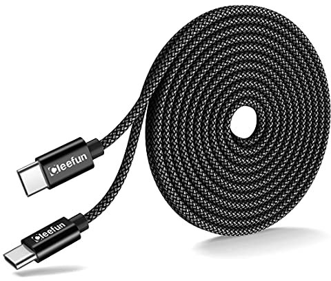 CLEEFUN 5M Extra Long USB C to USB C Cable, 60W PD Type C Fast Charger Braided Phone Charging Lead Compatible with Samsung Galaxy S21 S20 Plus Ultra A80 A71 A70 Note 20 10,Pixel 5 4 3 XL 4a 3a&more