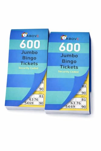1ABOVE Bingo Ticket Books for Kids and Adults, 2 Pack | Jumbo bingo ticket books for family games, parties, events and group activities for children and adults.