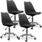 Lot de 4 Chaises de Bureau Style Scandinaves à roulettes avec Hauteur réglable, Coussin d'assise intégré - Noir