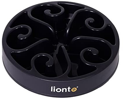lionto Anti Schling Napf für Hunde & Katzen, Ø 30 cm, Höhe 7 cm, Fassungsvermögen von bis zu 1500 g, Rutschfester Hundenapf aus lebensmittelechtem Kunststoff, bis zu 100° spülmaschinenfest, schwarz