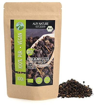 Alpi Nature Pepe Cubebe BIO 100g, Bacche Intere di Pepe Cubebe Essiccate per Cucina