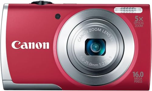Canon PowerShot A2500 16MP Digital Camera with 5x Optical Image Stabilized Zoom with 2.7-Inch LCD Red (Renewed)