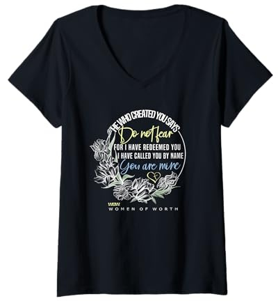 Damen Isaiah 43:1 Bibelvers Do Not Fear T-Shirt mit V-Ausschnitt