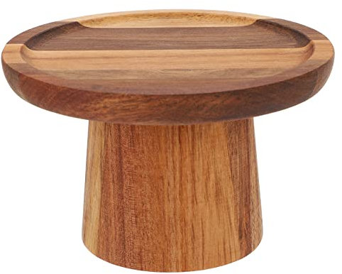 Luxshiny Small Wooden Cake Stand Round Display 6 Inch Round Cake Display Holder Raised Dessert Plate with Pedestal for Party Wedding Kitchen Serving